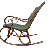 Set of 2 thonet style rocking chairs in green leatherette