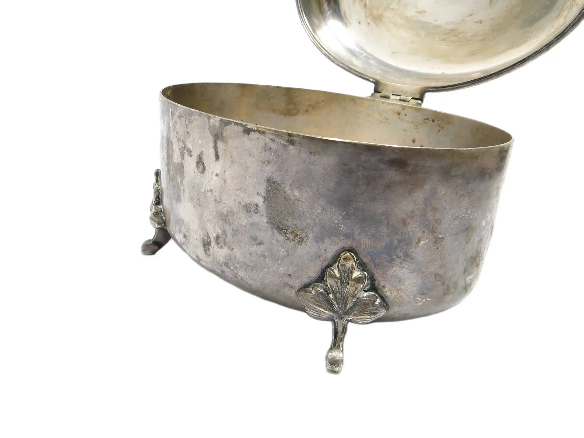 Art Deco sugar bowl, silver-plated brass, Fraget, Poland, 1920s.