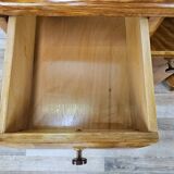 Art Decò bedside tables in blond walnut with drawer and shelf