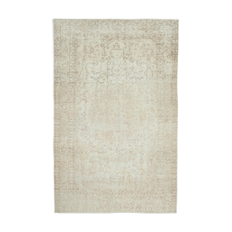 Tapis beige anatolien vintage tissé à la main 192 cm x 302 cm