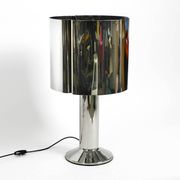 Heavy huge XXL 1970s metal chrome table lamp with metal shade | Heigh 75 cm