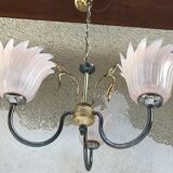 Chandelier 3 arm metal gold old vintage rose