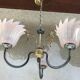 Chandelier 3 arm metal gold old vintage rose