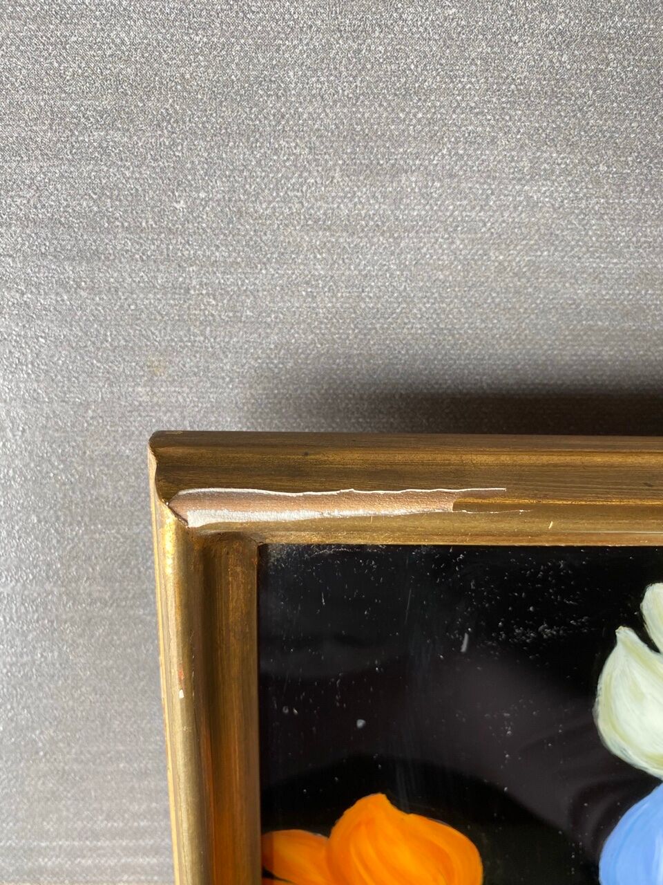 Old painting, still life with tulips, 20th century