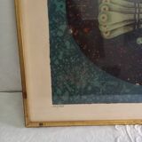 Original lithograph by Pierre-Henri Jacquot (1929-2009), Homage to Vaucanson, bird composition