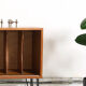 Vintage sideboard, metal feet, 121cm