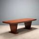 Large vintage wooden and brass table, design, Italy, 1940s-1950s