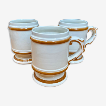 Set of 3 XL mugs in white faience