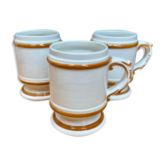 Set of 3 XL mugs in white faience