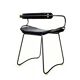 Contemporary kitchen bar stool with black steel backrest.