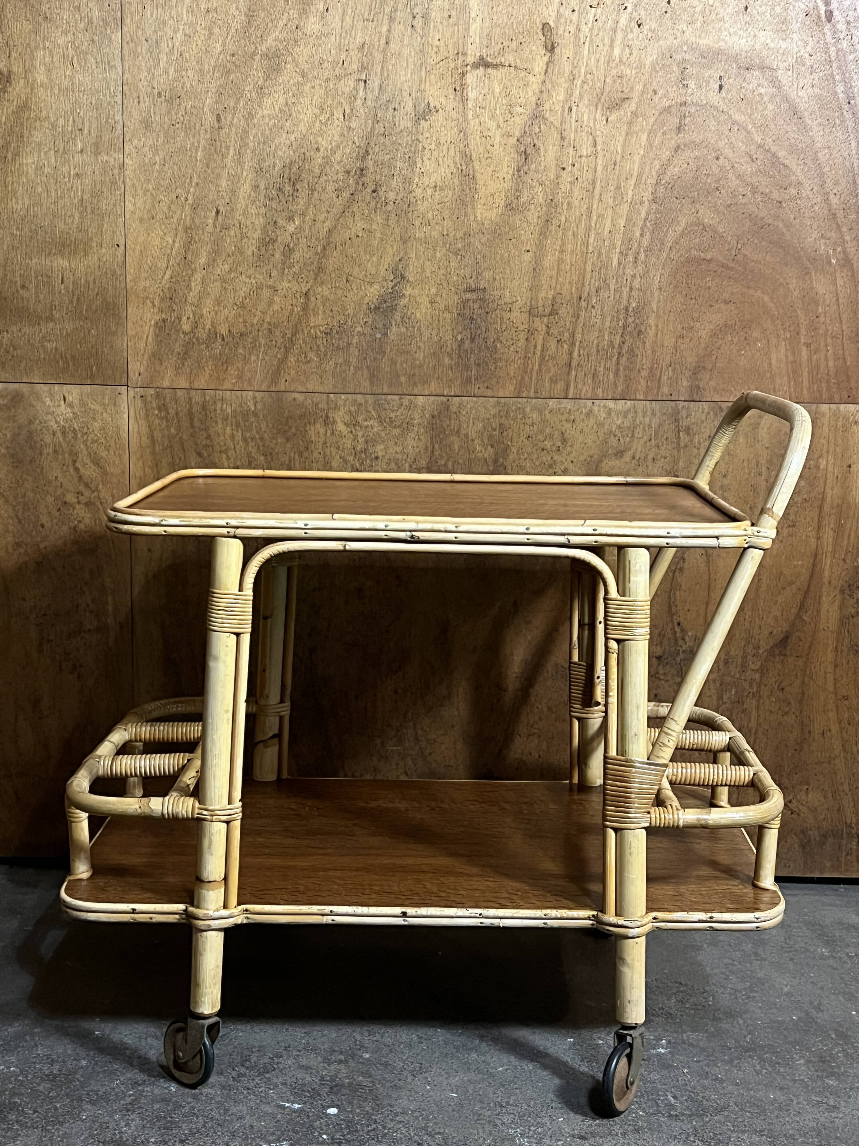 Bamboo serving trolley