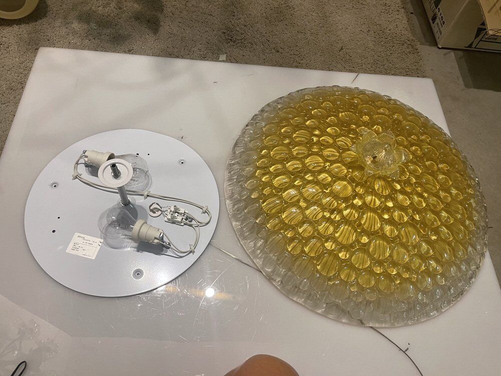 Venetian murano glass flushmount light, 1970s