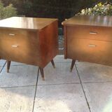 Pair of bedside tables with compass feet / vintage 50s-60s