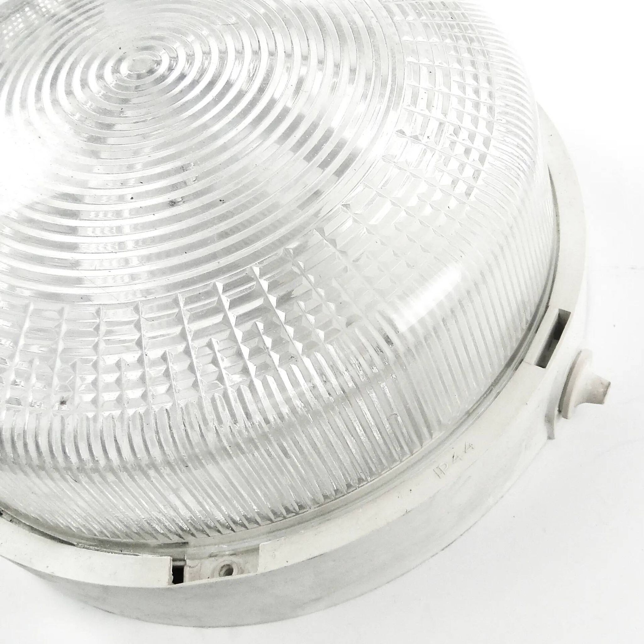Lampe de plafond industrielle, plastique métal, Pologne, années 1970