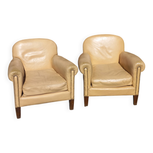 Paire de fauteuils club - ivoire