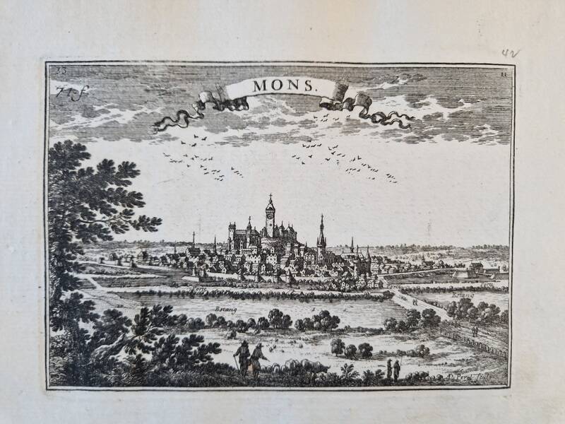 17th century copper engraving "Mons" By Sébastien de Pontault de Beaulieu (1612-1674)