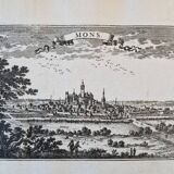 17th century copper engraving "Mons" By Sébastien de Pontault de Beaulieu (1612-1674)