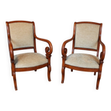 Paire de fauteuils Charles X en merisier