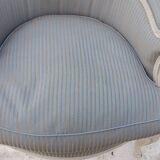 Bergère armchair with blue striped seat and back