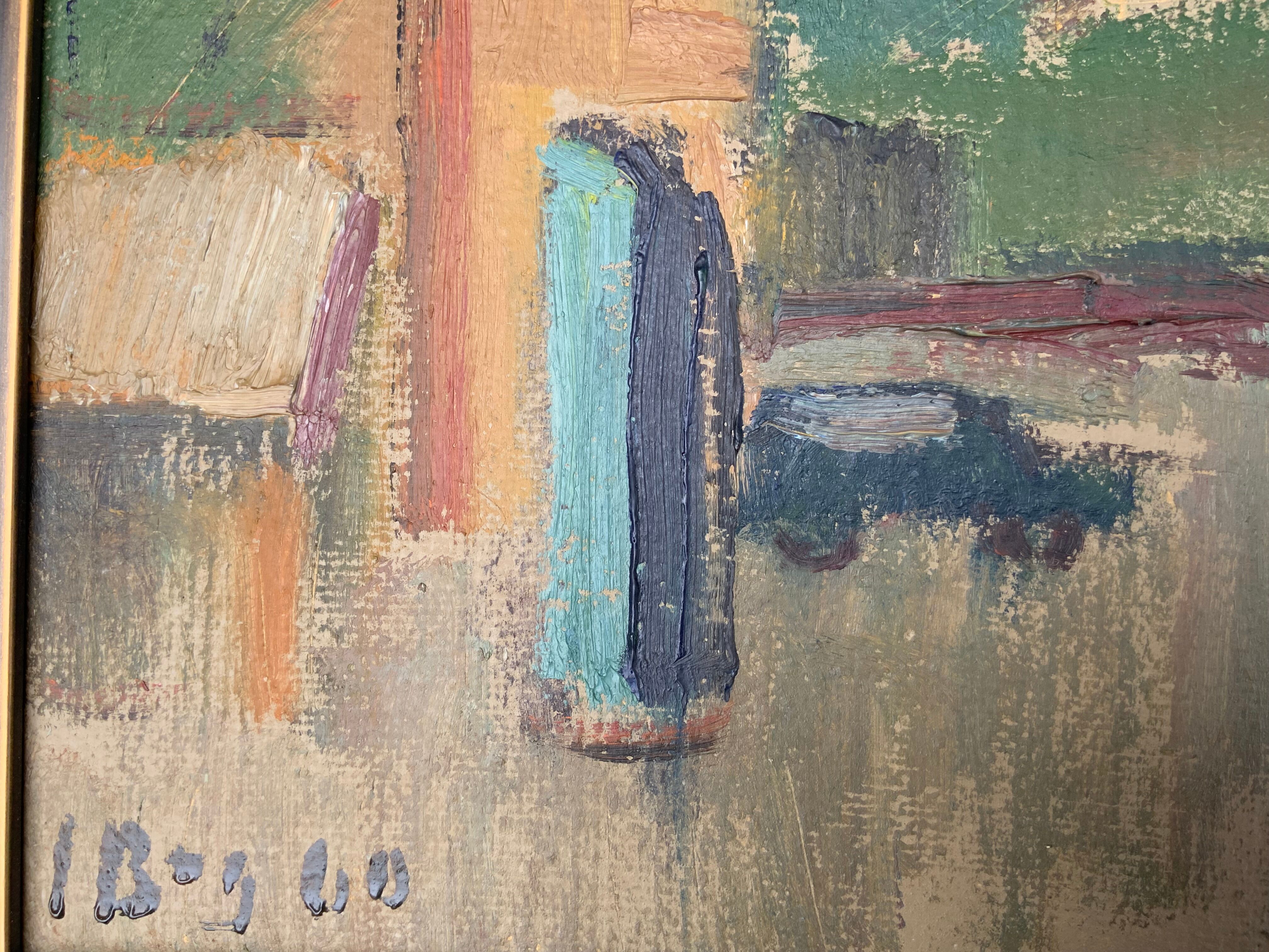 Swedish Modernism oil  landscape by I. Broberg