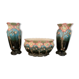 2 vases and jardinière art nouveau, dabbling, signed