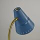 Blue Metal, Brass & Teak Table or Desk Lamp by Ringus, Sweden, 1950s
