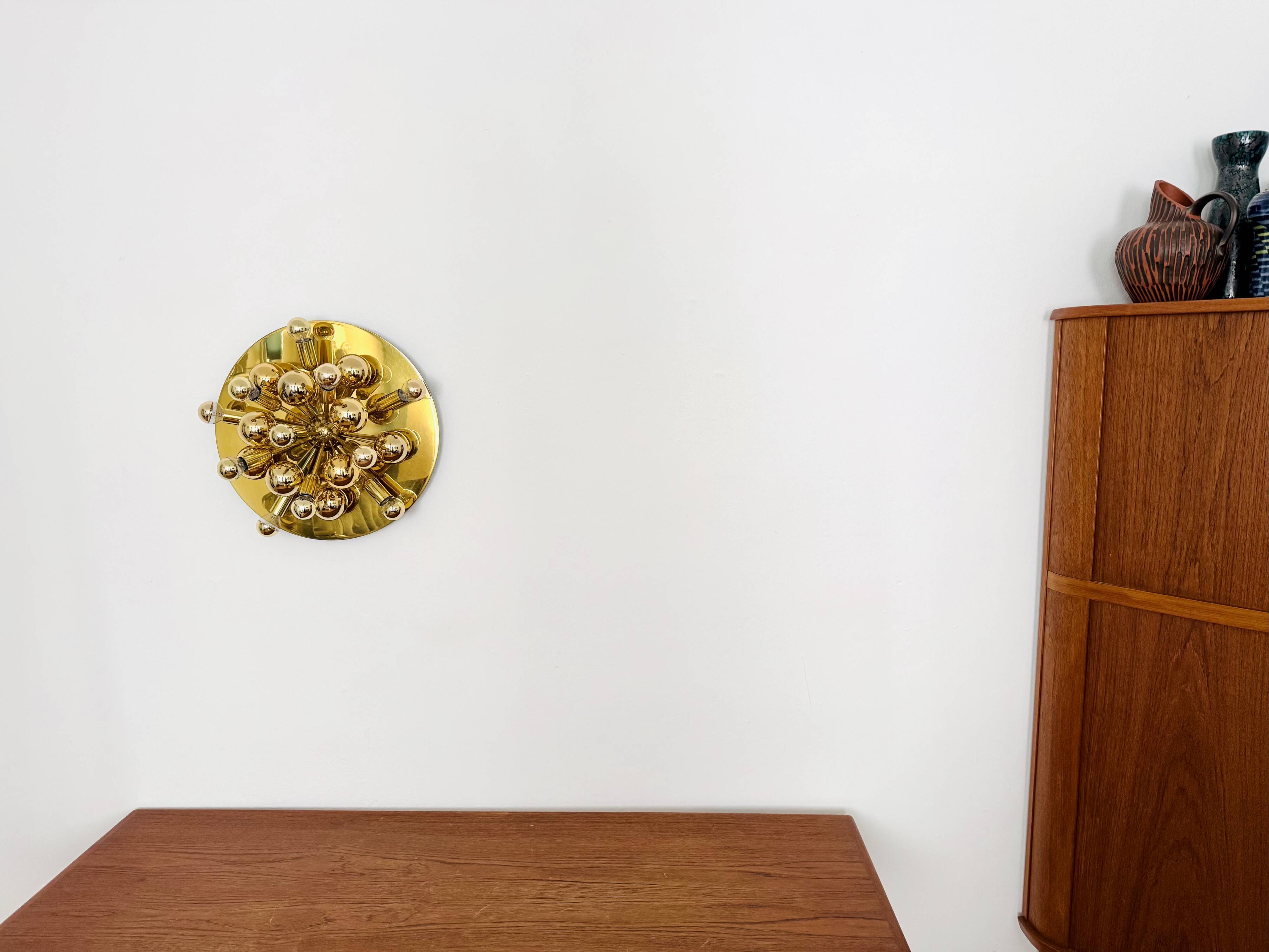 Set of 2 Amazing Golden Sputnik Wall or Flush Lamps by Cosack