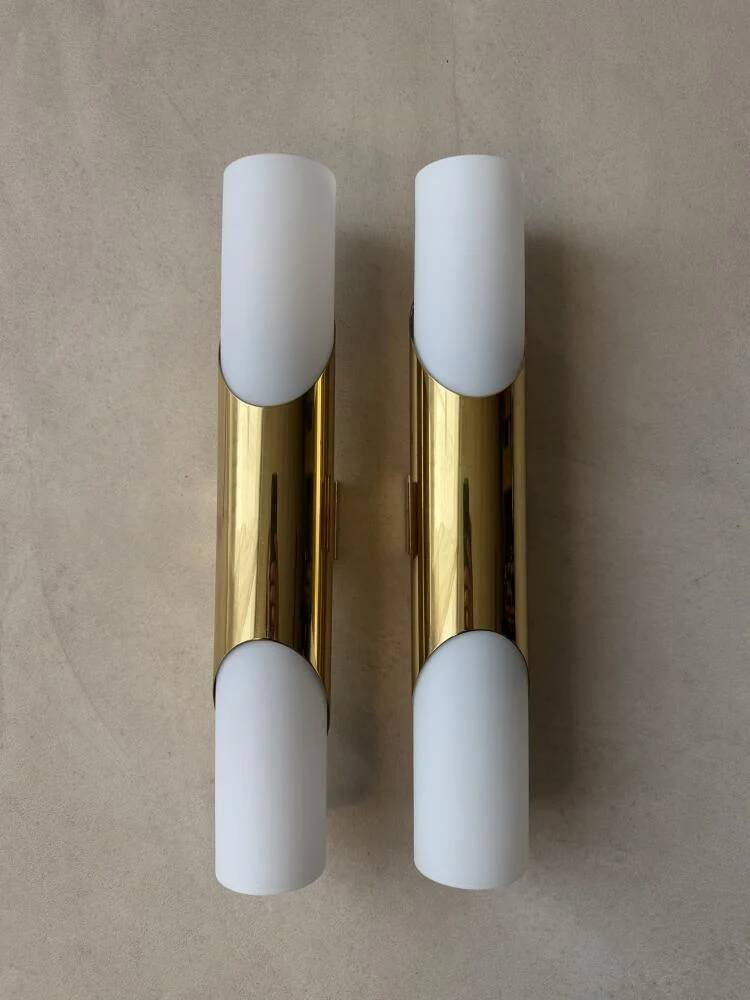 Rolf Krüger Paul Neuhaus brass wall lamps set 1970s