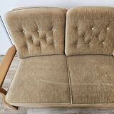 70s three seater sofa in beech