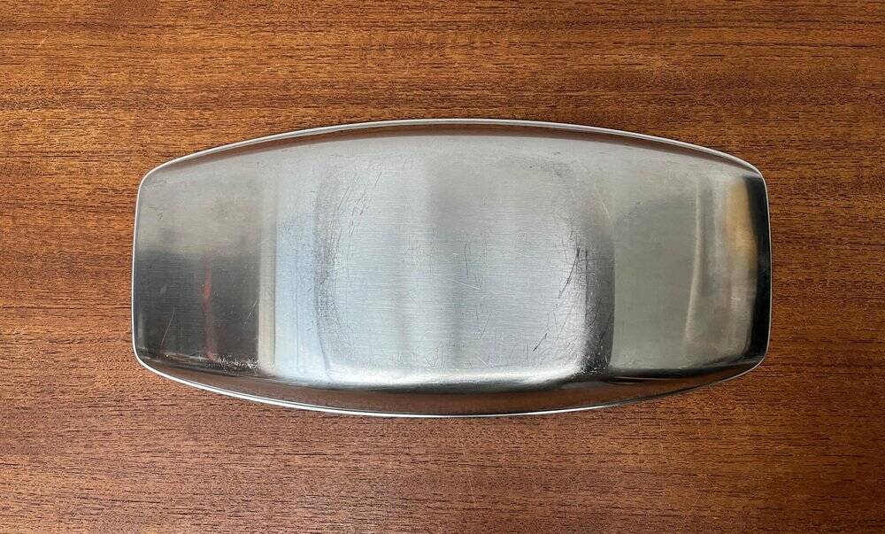 German Cromargan plate from the mid-century by WMF, 1960s.