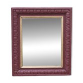 Miroir mural vintage en bois sculpté bordeaux et doré – style Art déco – H4