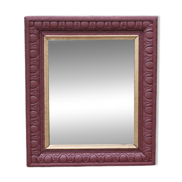 Vintage wall mirror in carved wood, burgundy and gold – Art Deco style – H4