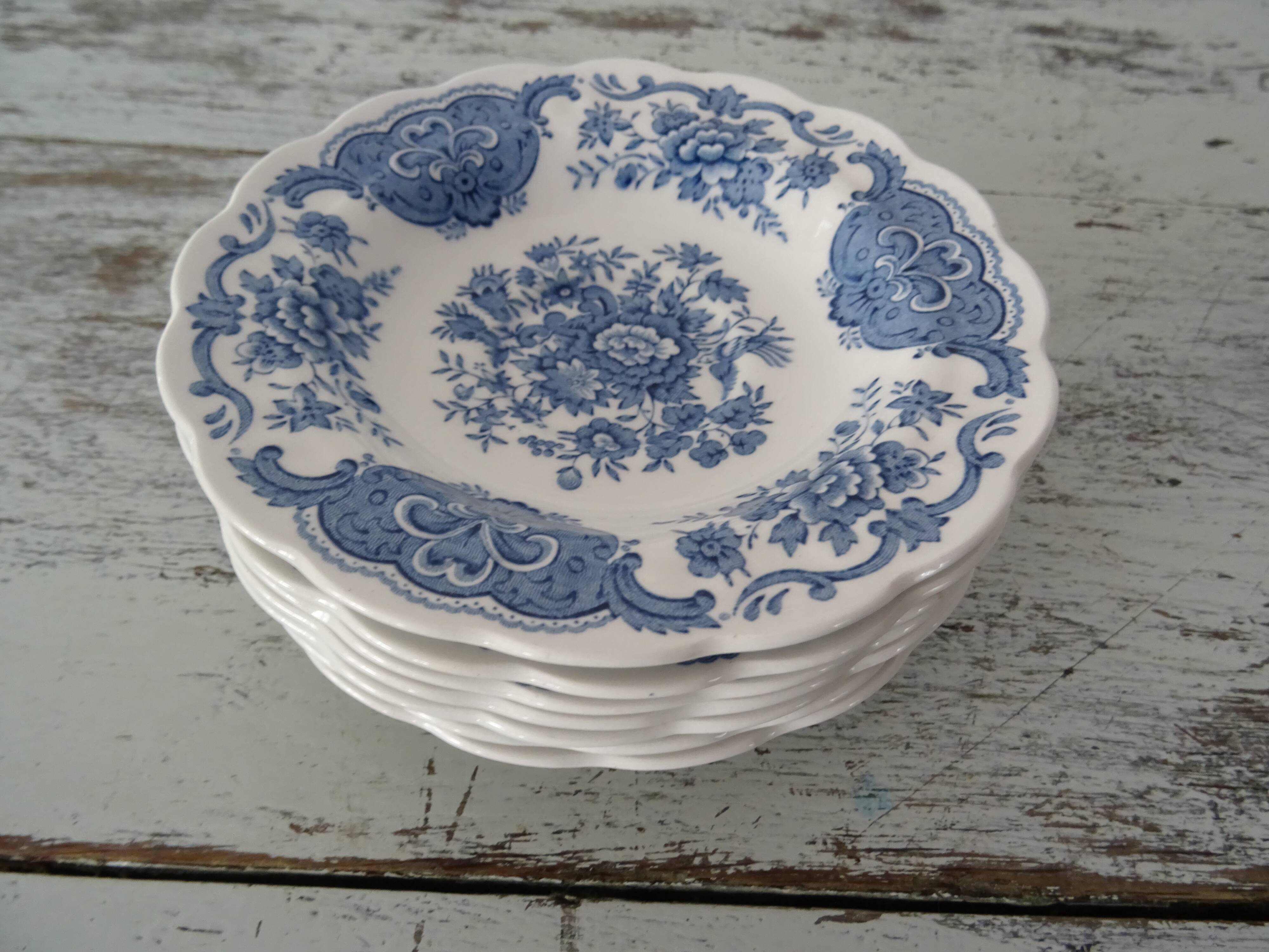 6 cups ridgway staffordshire windsor flowers blue