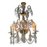 Liège lustre in blown glass and cut crystals, 6 light arms, 18th century