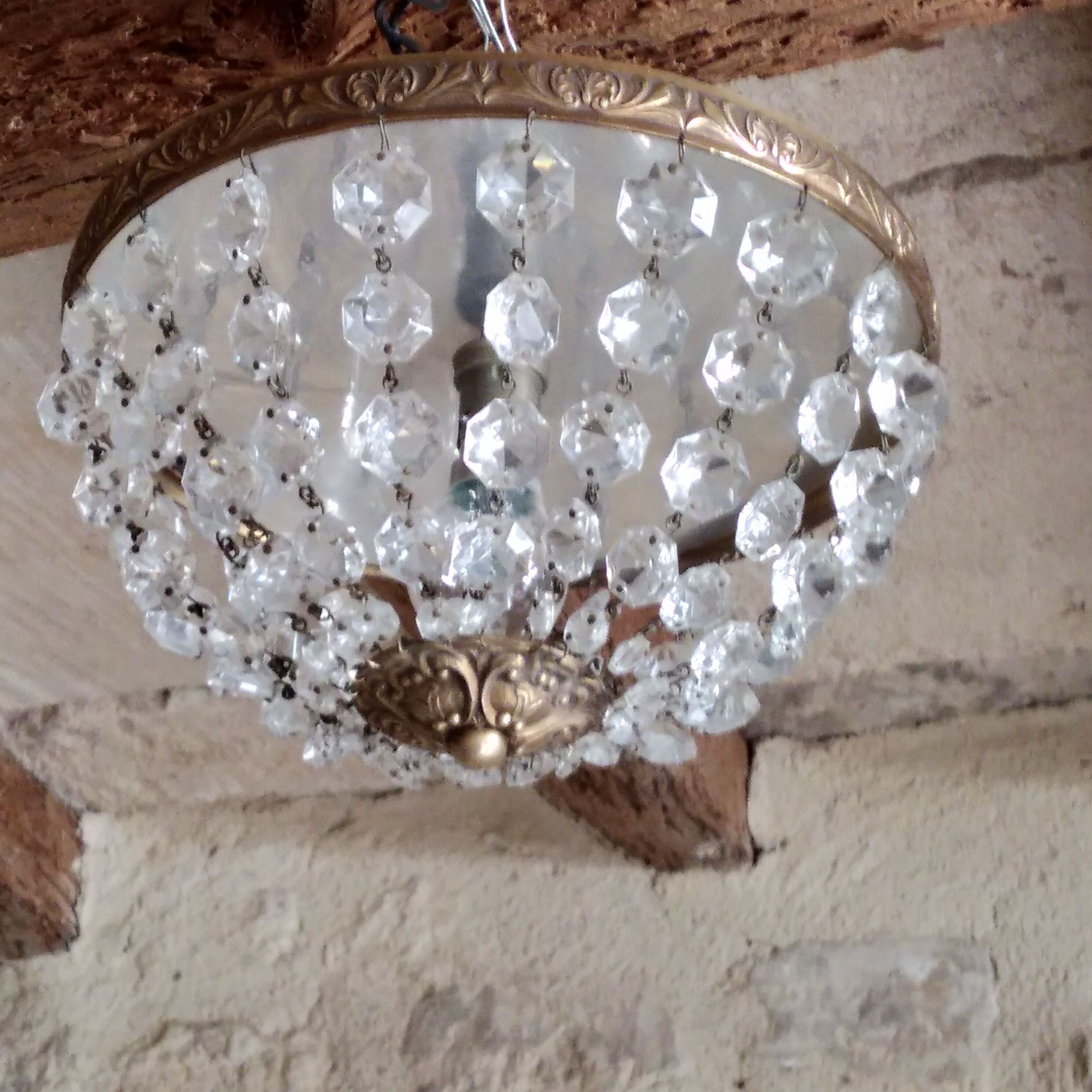 Crystal pendeloques basket ceiling light