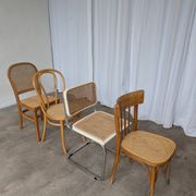 Set of 4 Mix & Match Dining Chairs with Cane Seat / Mid-Century Dining Furn