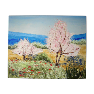 Oil on canvas by Patrice Skrabal: Almond trees