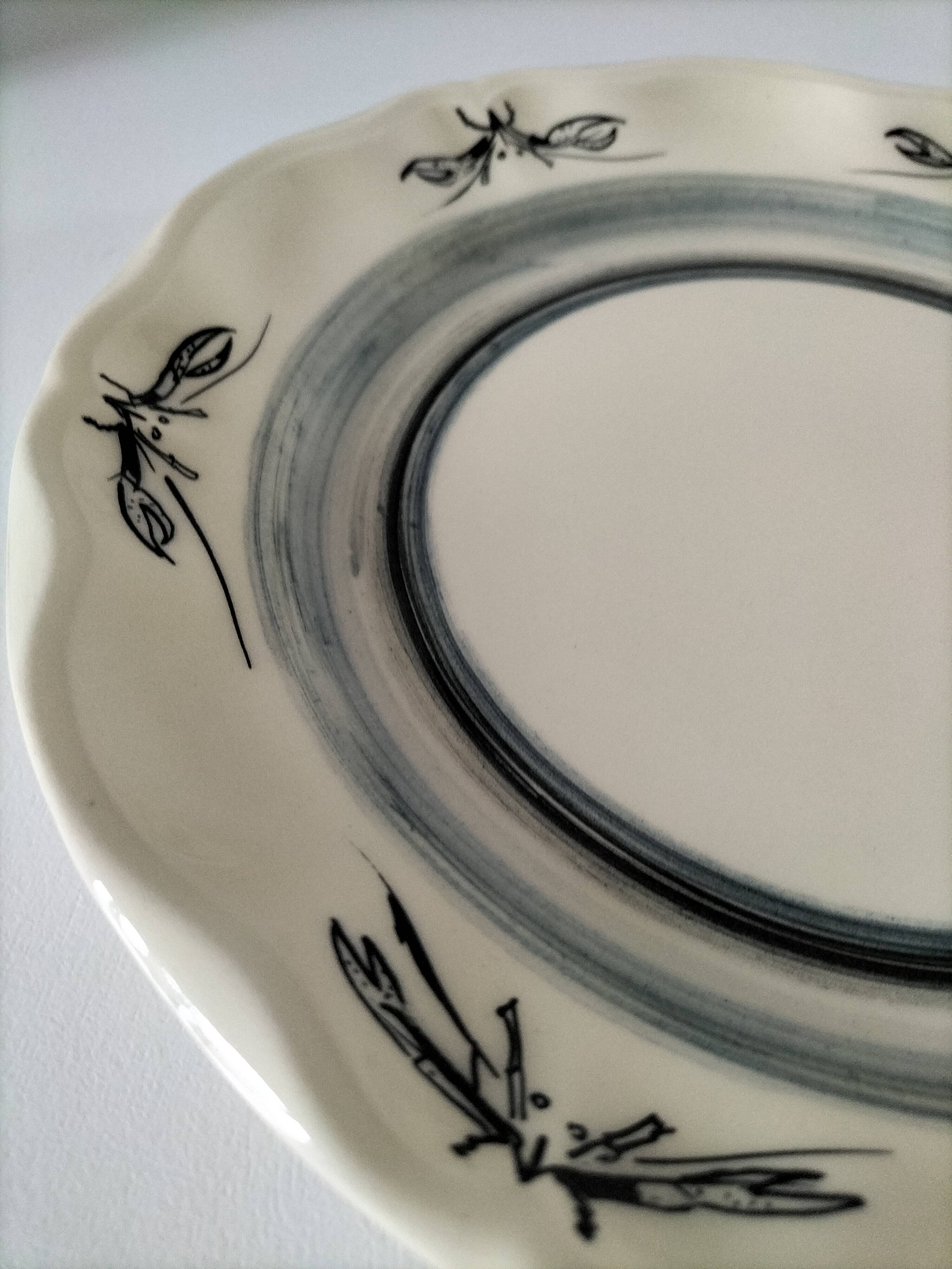 Signed vintage plate – Stylized lobster design – A. Faure for JGP