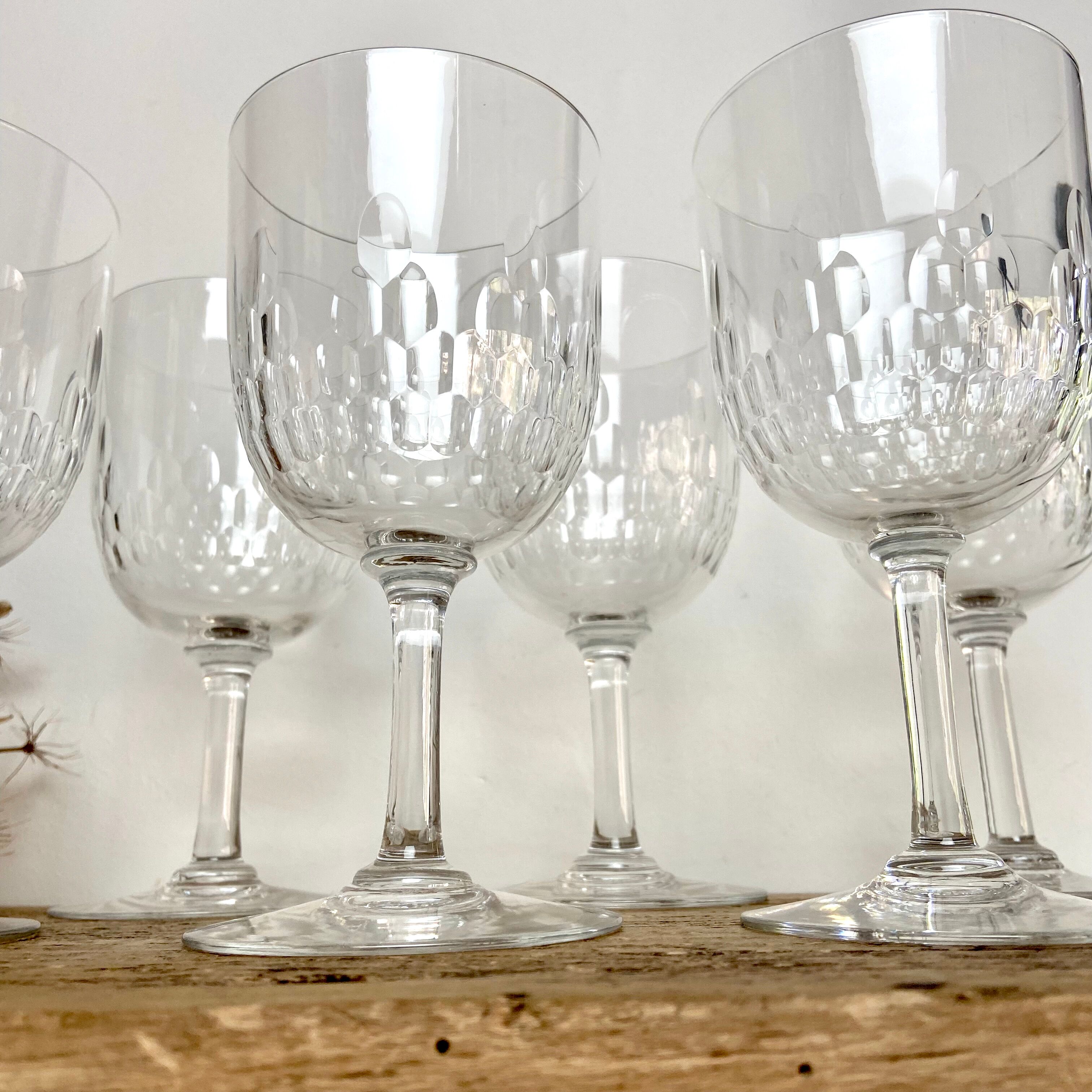 6 vintage cut crystal glasses