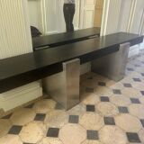 Table console en chêne - pieds inox