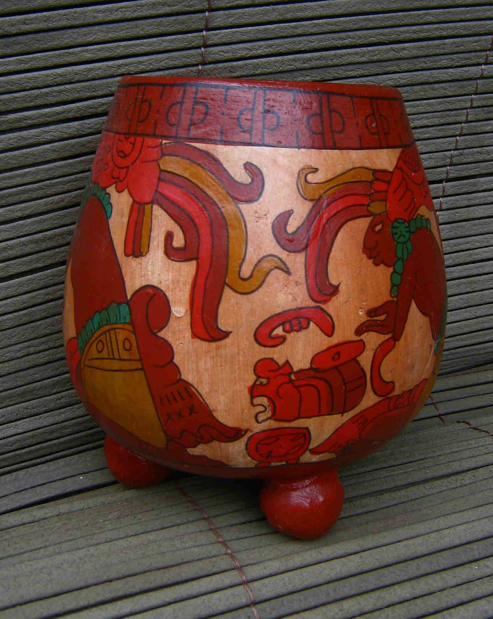 Vase, painted wooden planter