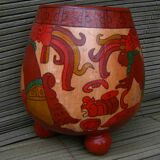 Vase, painted wooden planter