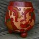 Vase, jardinière en bois peint