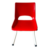 Chaise enfant en métal blanc et plastique rouge
