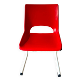 Chaise enfant en métal blanc et plastique rouge