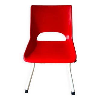Children's chair in white metal and red plastic