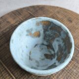 Tasse en céramique grès artisanale brut émaillée bleue