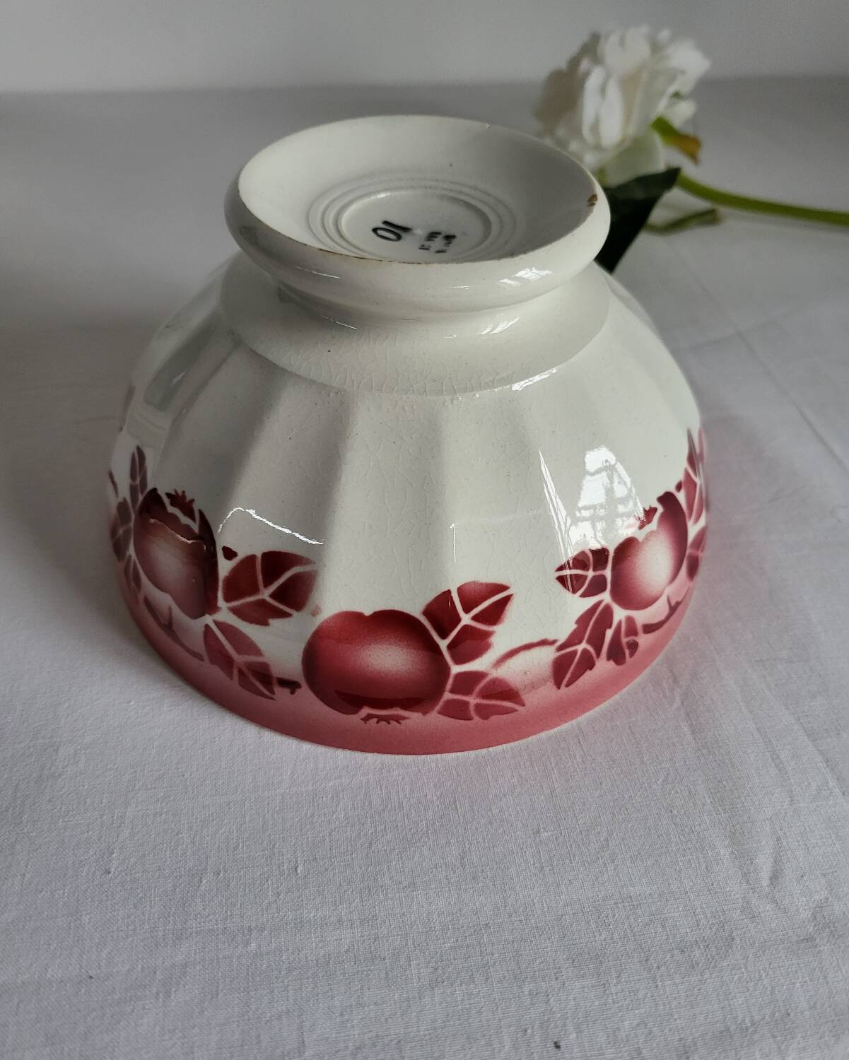 Antique faceted earthenware bowl, Digoin Badonviller