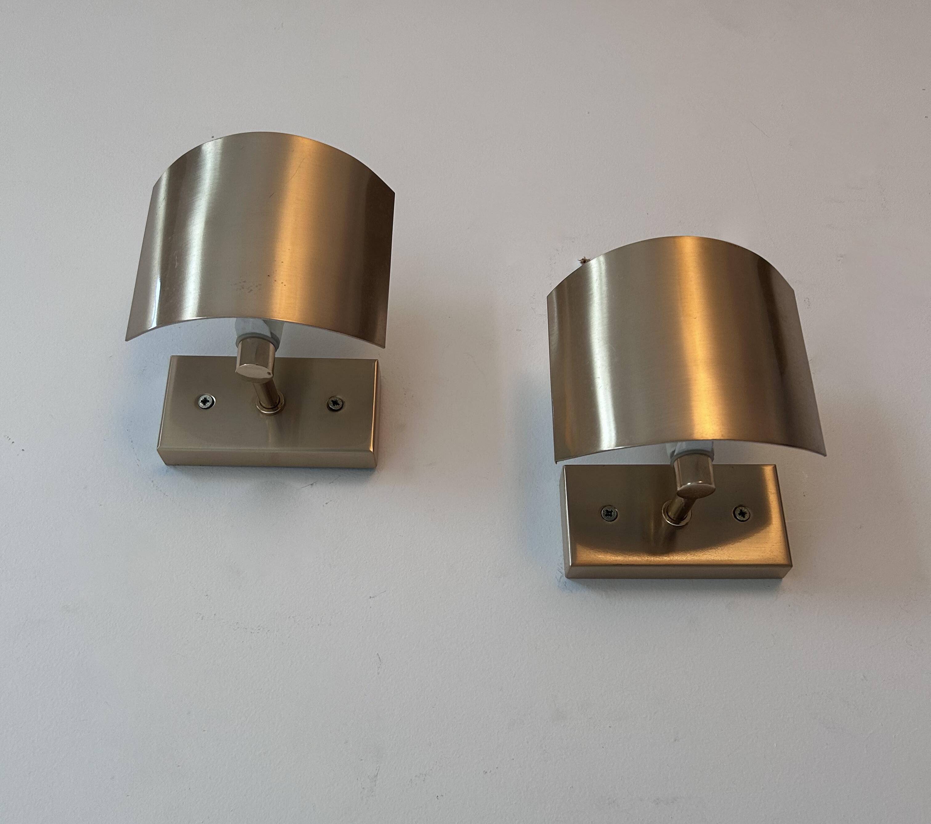 Pair of vintage adjustable wall lights, brass, SCE France 1970