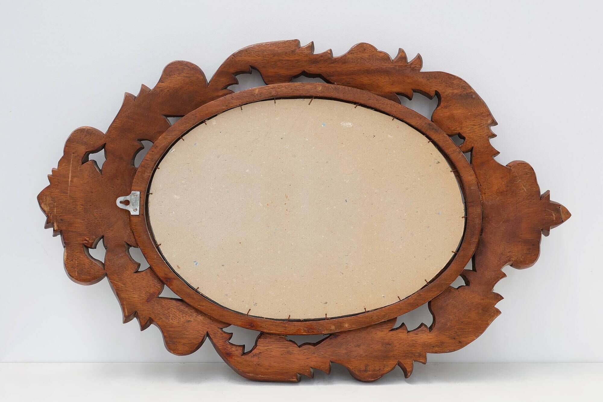 French Carved Walnut Oval Mirror with Pierced Acanthus Crest, circa 1900